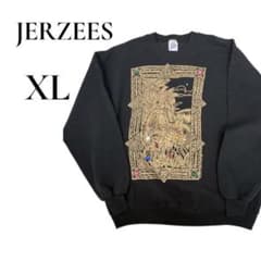 JERZEES ジャージーズライオン柄 ビジュー装飾 スウェット ブラック　XLのサムネイル