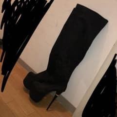 ブーツ ハイヒール 黒 ブラック  赤のサムネイル