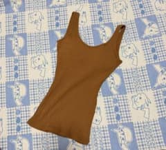 LECIEN カップ付きリブタンクトップ　背中空き ブラウン Mサイズのサムネイル