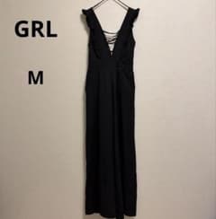 Grail overalls, black, frill, simple, lace-up, casual.