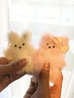 ファー素材クマ型ヘアゴム2色セットのサムネイル