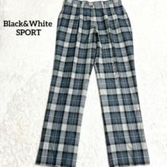 【ブラックアンドホワイト】スラックス ウールチェックパンツ ゴルフビジネスのサムネイル