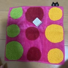 Atsuko Matano タオルハンカチ 黒猫 ドット柄のサムネイル