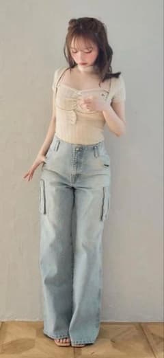 andmary バックリボンデニムカーゴパンツのサムネイル
