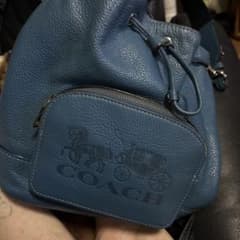 COACH ブルー レザー 巾着 ショルダーバッグ　値段交渉歓迎のサムネイル