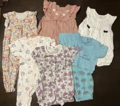 【青ハリネズミ抜き】女の子　子供服　半袖　袖なし　ロンパース　まとめ売り　80のサムネイル
