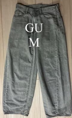 GU ジーユー バレルレッグジーンズ 29インチ グレー デニム 352003のサムネイル