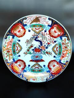 Arita ware by Shuho, white porcelain with gold accents, phoenix design, extra-large plate, 46.3cm / decorative plate, art piece