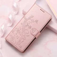 【新品】iPhone17 手帳型ケース 花蝶 押し花風 ピンクゴールドのサムネイル