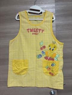 Tweety 앞치마 옐로우 체크 무늬