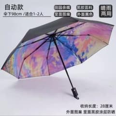 折り畳み傘　晴雨兼用　ワンタッチ　自動開閉　遮光　UVカット　雨具　日傘　黒　傘のサムネイル