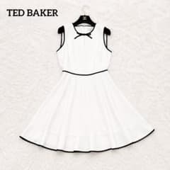 TED BAKER リボン ノースリーブ フレア ワンピース ドレス 白 M - メルカリ