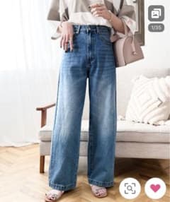 価格相談可・美シルエットハイウエストワイドデニムパンツのサムネイル