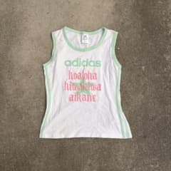 【希少】 y2k adidas タンクトップ ホワイト×グリーンのサムネイル