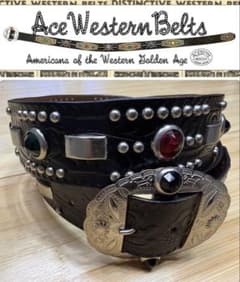 ⭐️極美品⭐️⭐️エースウエスタンスタッズベルト⭐️マルチカラーストーン⭐️34 ⭐️極美品エースウエスタンスタッズベルト⭐️マルチカラーストーン