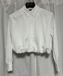 ZARA 長袖 クロップド シャツ ホワイトのサムネイル