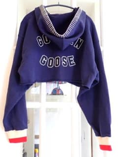GOLDEN GOOSE ブルー クロップドフーディー パーカー L - メルカリ