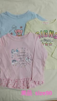 長袖Tシャツ3枚セット(90センチ・女の子・薄手・スリムな作り・ロンT)のサムネイル