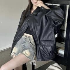 【LADY LIKE】フェイクレザージャケット ブラックのサムネイル