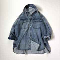 完売品 ウィムガゼット ドロップデニムシャツ インディゴブルー 人気