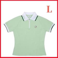  x Malbon コラボポロシャツ 緑 薄緑L マルボンゴルフ ポロシャツ Malbon Golf シャツ ハーフジップ