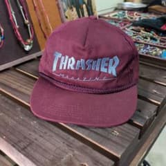 90s madeinUSA THRASHER キャップ バーガンディのサムネイル