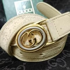 希少 GUCCI OLD オールド グッチ GGバックル レザー ベルトのサムネイル