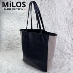 未使用】MiLOS ミロス シボ革 オールレザー トートバッグ バイカラー 