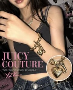 JUICY COUTURE ハートチャーム チェーンブレスレット Y2K - メルカリ