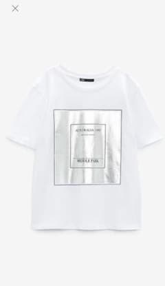 ZARA シルバープリントTシャツ[新品]のサムネイル