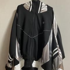 レフレム REFLEM BIG切替メタリックジャージパーカー ブラック×シルバーのサムネイル