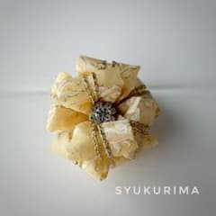 イエロー系ローズ柄リボンのコサージュのサムネイル