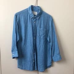 リネン　７部袖シャツ　水色　urban researchのサムネイル