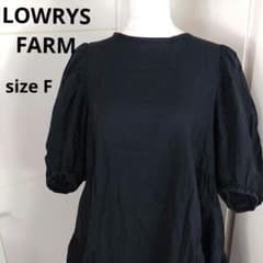 LOWRYS FARM 黒 五分袖 チュニック ワンピース　フレア　F　088のサムネイル