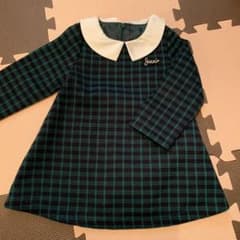 popo28様専用　【美品】キッズワンピース　90 チェック柄　グリーン色のサムネイル