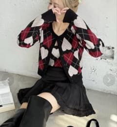 【美品】ROYAL PARTY ハートアーガイルジャガードニットアンサンブルのサムネイル