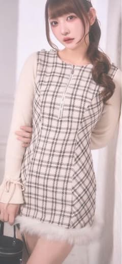 ミシェルマカロン ツイードチェックドッキングワンピース - メルカリ