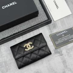 CHANEL 三つ折り 財布 キャビアスキン ブラック CHANEL 三つ折り財布 キャビアスキン ブラック - メルカリ