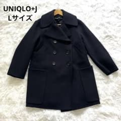 【美品】ユニクロ +J ウール　ダブルフェイス　ロング　ピーコート　Ｌのサムネイル