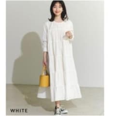 限定お値下げ中！ベースメントオンライン　白　切り替えティアードワンピースのサムネイル