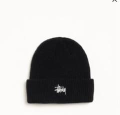 Stussy 黒 ニット帽 ロゴ入りのサムネイル