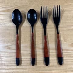 漆器　スプーンとフォーク　2本セットのサムネイル