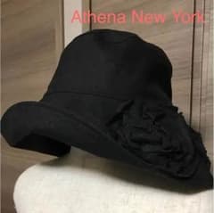 アシーナニューヨーク  麻 ハット 黒のサムネイル