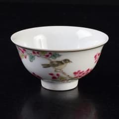 中国　粉彩漢詩花鳥文　煎茶碗　C　R8963 中国 粉彩漢詩花鳥文 煎茶碗 C R8963 - メルカリ