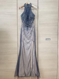 27fabuluxe couture◆タートルドレス◆ビジュー◆スリット◆青のサムネイル