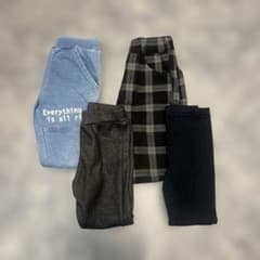 キッズ ロングパンツ 4点セット デニム風 チェック柄のサムネイル