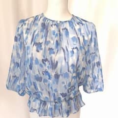 [新品タグ付き]HANAE MORI シャツワンピース シフォン生地 38 M ハナエモリ HANAE MORI シフォンブラウス ブルー 38 日本製 - メルカリ
