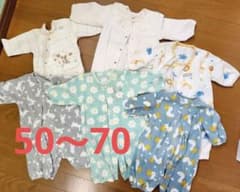 男女兼用まとめ売り6点セット★50～70サイズ★薄手フリース、厚手ロンパースのサムネイル