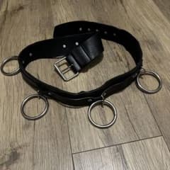 リング付きレザーベルト　シドベルト　パンク　ロック　革ベルトのサムネイル