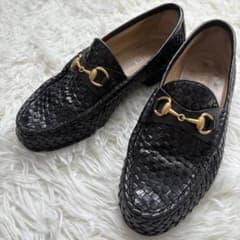 GUCCI グッチ ホースビットローファー レザー 23 レディース 革靴 黒